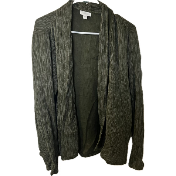 Boutique Jackets & Blazers - Women's PUREJILL Cotton Forest Green Textured Gauze Open Front Cardigan Size M